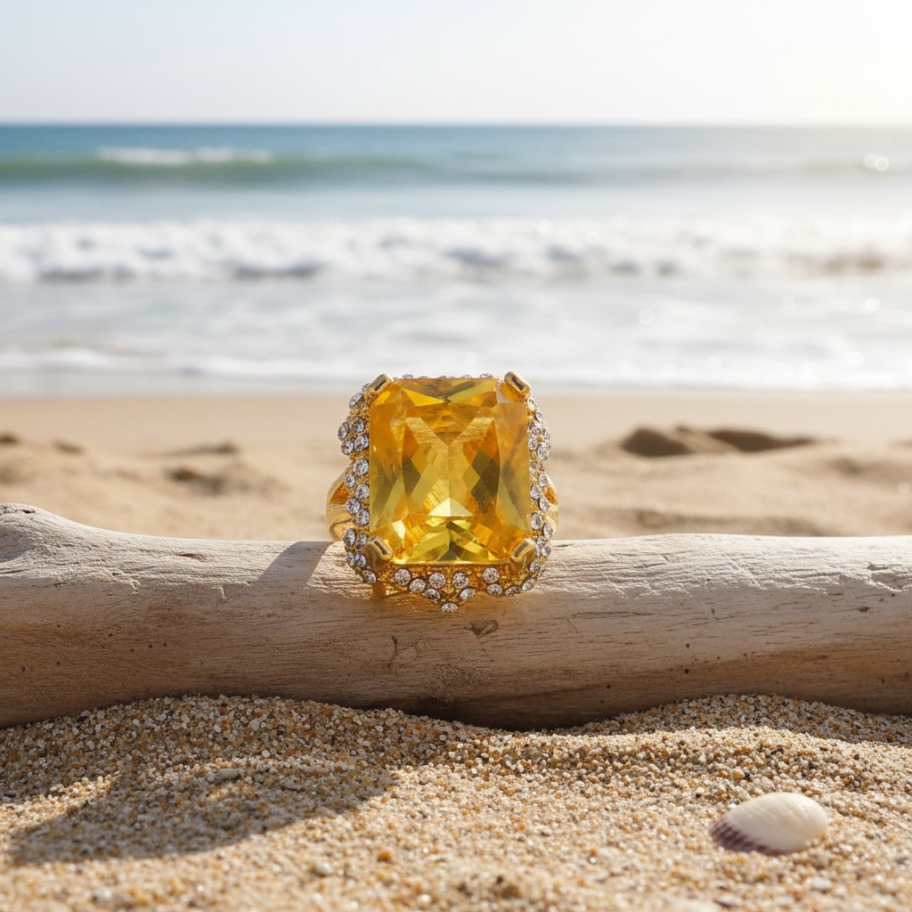 Women's Stylish Square Synthetic Zirconia Ring